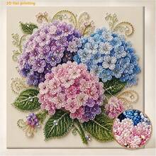 DIY Pearl Art Painting Kit 11.8 X 11.8 Inches - Colorful Hydrangea Bouquet Design, Includes Round Pearls, Shiny Gems, Clear Symbols, Complete Tool Set And Extra Pearls, Halloween And Christmas Gift - A - View 2