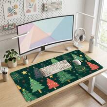 Green Christmas Tree Pattern Gaming Mouse Pad, Non-Slip Rubber Desktop Mat, Smooth Glide Surface, Suitable For Computer Laptop Office Home, Holiday Abstract Art Decor, Back To School Supplies - A - View 3