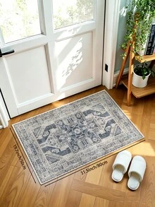 1pc Light Blue Bohemian Living Room Rug. Suitable For Kitchen, Dining Room, Bedroom, Room Holiday Decor, Indoor/Outdoor, Office, Lobby, Anti-Slip Doormat, Bathroom Rug, Hallway, Study Gaming Area Rug. - Dusty Blue - View 15