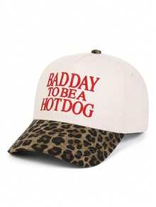 BONNY BOOM 1件女款「Bad Day To Be A Hotdog」卡車司機帽，個性化刺繡字母棒球帽，街頭時尚五片帽，春秋旅行度假海灘戶外防曬休閒帽 - Bad Day To Be A Hotdog 拼色豹紋 - 查看 3