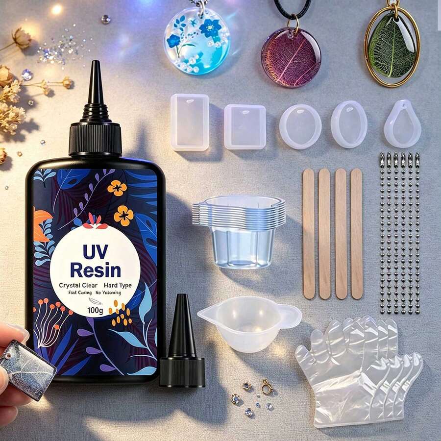 Premium UV Resin Hard Crystal Clear Low Viscosity Glue, Fast UV Curing, Suitable For Jewelry Making, Resin Mold Casting, Coating DIY Arts And Crafts - B - View 1