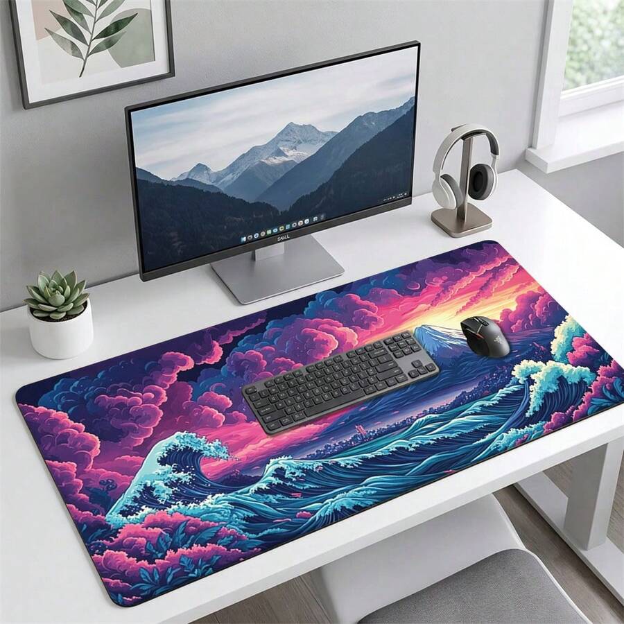 Volcano Wave Cloud Pattern Gaming Mouse Pad, Non-Slip Rubber Desk Mat, Smooth Sliding Surface, Suitable For PC Laptop Office Home, Natural Abstract Art Decor, Back To School Supplies - A - View 1