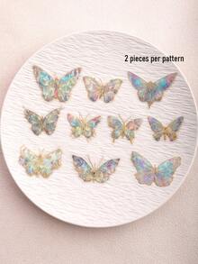 1 Pack 20pcs 3D Gold Foil Laser Butterfly DIY Decorative PET Stickers For Scrapbooking - Multicolor - View 10