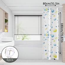 1pc Water Molecule Pattern Shower Curtain, Bathroom Dry/Wet Separation Partition Curtain, Suitable For Home, Hotel, School Dorm, Comes With Hanging Rings - Multicolor - View 10