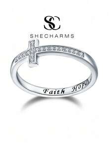 1pc Cross Ring, Elegant Women's Jewelry Gift - Silver - View 13