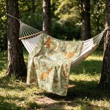Vintage Forest Animal Printed Flannel Blanket, Soft Cozy Throw Blanket, Autumn Home Decor - Multicolor - View 4