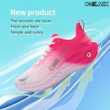 ONEMIX 時尚運動休閒跑步鞋,舒適吸震,低筒厚底,防滑耐磨,粉紅色 - 泡泡粉 - 查看 12