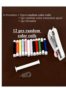 14pcs Gift/1 Set Portable Mini Sewing Machine, Handheld Manual Simple Sewing Machine, Home Portable Tailoring Machine, White - 1pc, Small Tailoring Machine - Multicolor - View 16