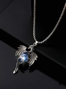 1pc Fashion European & American Vintage Hip-Hop Creative Cartoon Dragon Wing Pendant Necklace, Suitable For Men's Daily, Party, Street Wear - Multicolor - View 12