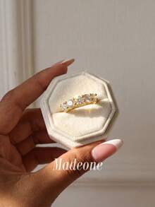 MADEONE 1件極簡幾何水鑽戒指，基礎女款飾品，適合女孩生日與派對場合的優雅禮物 - 五星級排鑽戒指 - 查看 1