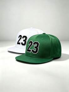 1pc Men Number 23 Embroidered Snapback Cap Adjustable Flat Brim Baseball Hat For Sports Hip‑Hop Street Party Travel Daily Outdoor Wear - Multi-color - View 7