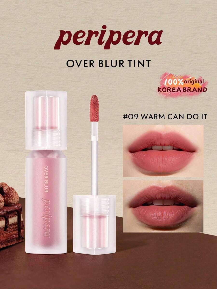 Peripera OVER BLUR TINT 009 WARM CAN DO IT 柔霧唇釉，輕盈柔焦效果，細緻粉質觸感，可疊擦易暈染，不乾澀舒適，打造平滑細緻唇妝，適合自然日常妝容，韓系美妝，節日禮物，母親節禮物，3.5g/0.12oz