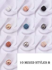 2/10 Pairs Magnetic Headscarf Clips, Multifunctional Round Magnetic Pins, Women's Scarf & Headscarf Fixing Accessories, Pinless Fabric- Daily Headwear Accessory - Multicolor - View 8