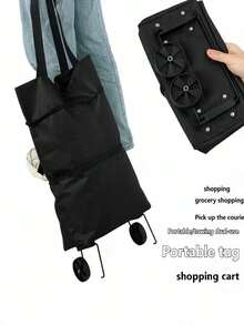 Foldable Shopping Cart With Wheels, Optional Foldable Shopping Bag And Wheel Cover, Portable Oxford Cloth Shopping Cart, Suitable For Home Storage And Item Transport - Color - View 2