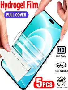 5Pcs HD Hydrogel Film Full Coverage Mobile Screen Protector Compatible With IPhone 18 Pro Max 17 16 15 14 13 12 11 Series Explosion Proof And Scratch Resistant Soft Film Non Glass Series - Clear - View 11
