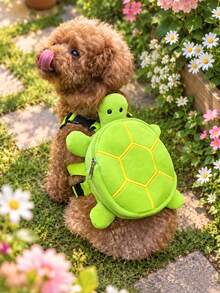 Turtle Shaped Pet Backpack Leash Set, Cute Turtle Design, 2-In-1 Harness And Backpack, Pet Travel Bag, Dog Walking Gear, Outdoor Adventure Companion, Suitable For Small And Medium Dogs Walking, Travel And Training - Multicolor - View 4