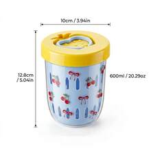 Overnight Oats Containers With Lids, Clear Plastic Storage Jars With Lids, Yogurt Meal Prep Containers, Salad Jars With Strainer, Double Layer Food Jars & Canisters, Portable Overnight Oats Jars With Handle, Cherry Bow Pattern, School Office - Multicolor - View 15