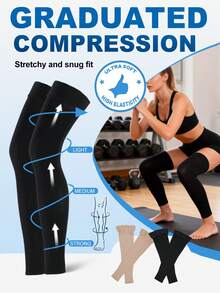 1 Pair Unisex 20-30 MmHg Compression Leg Sleeves, Comfortable Shaping, Running Fitness Sports Knee Support, Suitable For People Who Sit Or Stand For Long Periods - Multicolor - View 3