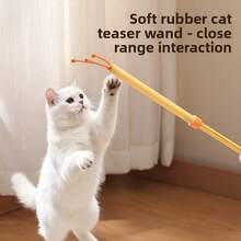 Cat 3-In-1 Retractable Grooming Tool, Facial Massage & Itch Relief Wand And Interactive Cat Teaser Toy, Suitable For Indoor Cats, Gentle Pet Hair Removal Brush - View 5