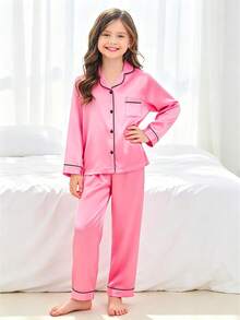 Tween Girl Pink Long Sleeve Long Pants Pajama 2-Piece Set - Multicolor - View 4