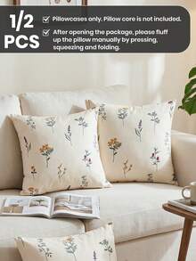1pc/2pcs Printed Pillowcase (Pillow Insert Not Included), Zipper Closure, Easy Care, Soft Breathable Skin-Friendly, Suitable For All Seasons, Sofa And Room Decorative Cushion, Back To School - Multicolor - View 3