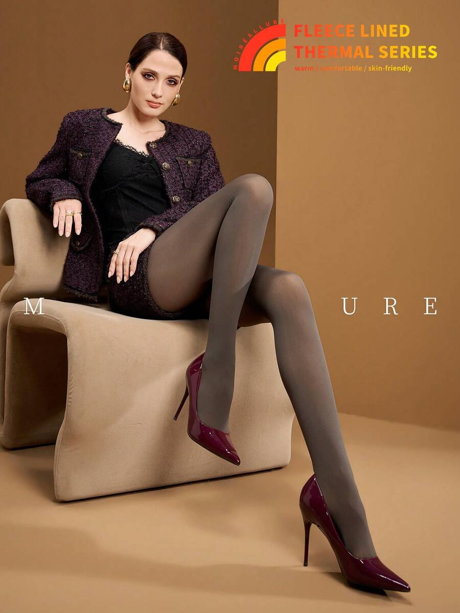 MOIRÉALLURE 1雙日常穿著透膚感緊身褲 - 灰色 - 查看 1