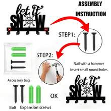 1pc Christmas Snowflake Iron Key Hook Let It Snow Letter Wall Mount Rack Holiday Decoration Wall Hanging Key Storage Hook For Entryway Coat Hat Scarf Organizer Rustic Farmhouse Snowflake Design Hanger For Door Wall Bedroom Winter Home - Black - View 8