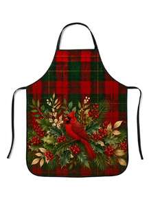 1PC Santa Claus Pattern Printed Apron, Fashionable Home Workwear Cooking Kitchen Apron, Durable Household Cleaning Apron, Washable And Reusable, 55x68cm, Kitchen & Restaurant Supplies, Christmas Apron, Suitable For Kitchen And Party - Multicolor - View 10