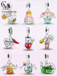 1pc Fashion Heart-Shaped Mother & Calf Pendant Bead, Suitable For Women's Bracelet DIY Jewelry Making - Gather - View 8