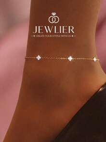 1pc Minimalist S-Shaped Zirconia Flower Anklet, Exquisite Jewelry Gift, Suitable For Women, Girlfriend - Temperamental Little Flower - View 2