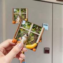 Japanese Country Style Cat Fridge Magnet, 3D Embossed Personalized Cute Creative Gift Decoration Magnetic Souvenir, These Exquisite Fridge Magnets Are Great Creative Gifts, Can Be Used To Decorate Kitchen, Whiteboard, Storage Cabinet, Refrigerator, Also For Home Decor - Style a - View 2