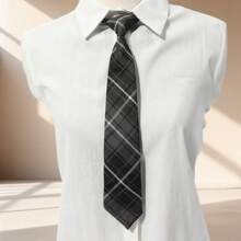 1pc Plaid British Style Tie, Versatile Fashion Accessory - Multicolor - View 2