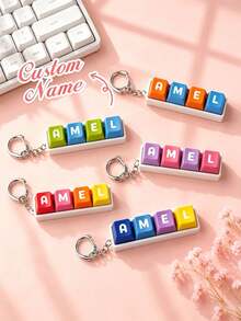 Personalized Custom English Name Keyboard Keycap Keychain, Customizable Exclusive English Name, Colorful Letter Keycap Creative Keychain, Multi-Color Combination Optional, Computer Bag Backpack Pendant, School Bag Key Hanger, Office Personalized Accessory, Mechanical Key, Programmer Computer Enthusiast Birthday Gift, Halloween Christmas Holiday Gift - Multicolor - View 2