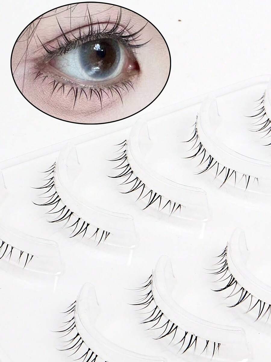 5 Pairs Of Natural Lower Lashes, Cartoon Fairy Soft False Lashes, Lightweight And Comfortable Transparent Extensions, Versatile And Natural Style Lashes - View 1