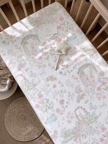 1pc Cute Cartoon Breathable Comfortable Gauze Baby Crib Sheet, Machine Washable, All Season - Beautiful Garden - View 4
