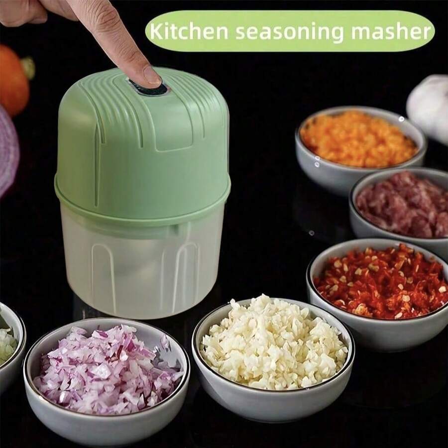 SOKANY Electric Garlic Grinder Food Processor USB Rechargeable 300mAh Lithium Battery 250ml Capacity One-Hand Operation Compact & Lightweight Electric Chopping & Grinding One-Touch Operation 3-Piece Blade Set Multi-Purpose - Green - View 1