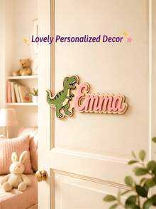 1PC Customized Dinosaur Name Sign, Personalized Baby Name Photo Prop Decor, Children's Room Decoration, Nursery Decor, Custom Name Sign, Customized Baby Shower Party Decoration, Perfect Gift For Baby Boy And Girl, Room Decor, Boy's Room Decor, Girl's Room Decor - Multicolor - View 2