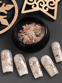 1Box 3D Metal Christmas Nail Art Charms – A Random Assortment Of Cute Designs Including Gold Snowflakes, Gingerbread Men, Christmas Trees, Stockings,Perfect For DIY Nail Decoration And Nail Salon Use. - Gold - View 2