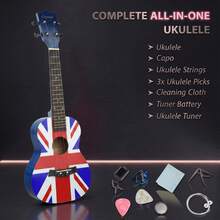Crystals 21/23 Inch Soprano Ukulele Beginner Musical Instrument With Accessories - Blue-23" - View 6