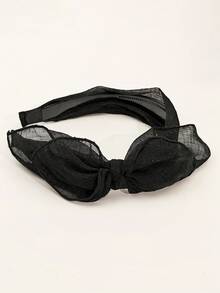 Korean Style Bow Headband With Teeth Anti-Slip Hair Grip Simple Wide Lace Mesh Headband For Women Versatile Hair Clip - Black - View 10
