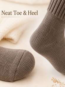 5/1 Pair Earth Tone Ribbed Mid-Calf Socks, 1 Pair Per Color, Vintage Solid Color Autumn/Winter Socks, 10 Pieces (Note: 2 Pieces = 1 Pair) - Multicolor - View 4