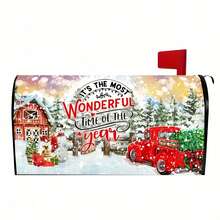 1pc Winter Snowman Mailbox Cover, Suitable For Outdoor, Country Farmhouse Style Mailbox Decoration, Includes Snowman And Winter Elements, Fabric Front Yard Accent, Used For Seasonal Christmas Decoration, Fits Various Mailboxes, 2D Flat Design - A - View 2