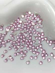 50/100pcs Spring/Summer Mini Colorful Heart Rhinestones 3MM Flat Back Super Shiny Heart-Shaped Nail Art Crystals, Nail Decoration Small Hearts - Multicolor - View 2