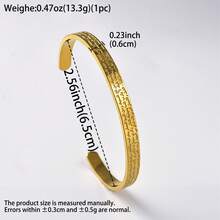 3pcs Classic Minimalist 18K Gold-Plated Scripture Engraved Open Bracelet, Suitable Both Men Women, Suitable Daily Party Wear, Fashionable Gift Jewelry - Gold - View 8