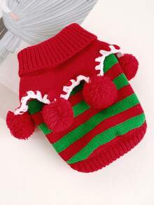 PETCIRCLE 1pc Pet Clothes Dog Cat Apparel Small Dog Puppy Cute Colorful Christmas Sweater - Red & Green - Multicolor - View 5