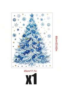 Christmas Tree Window Sticker, Christmas Window Decal, Snowflake Window Cling, Sticker Set, Wall Paper, Wall Decor, Static Cling Glass Sticker, Non-Adhesive, Reusable, Christmas Tree, Little Stars, Christmas - One Size Fits All - View 7