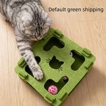 Cat Fun Box - Interactive Felt Cat Puzzle Toy, Durable Bite-Resistant Scratching Maze Box, Includes Bell Ball (Random Color), Cat Scratching Board, Cat Scratching Post, Fun Design, Battery-Free, All-Season Use, Suitable For Indoor Cat Training And Entertainment, Cat Boredom Relief Self-Entertainment Gadget - A - View 7