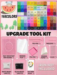 24/48/72/96 Colors Hot Melt Bead Handmade Set, Includes Square Board, Multi-Layer Storage Box, Ironing Paper, Keychain, Decorative Accessories And Hanging Rope, DIY Bead Art Handmade Set, Suitable For Holidays, Celebrations, Birthdays And Valentine's Day Gifts - Polymer Clay Set - View 13