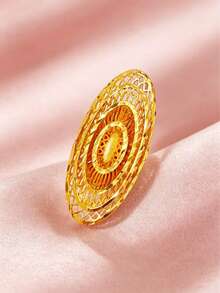 1pc Fashion Women's Gold Mesh Copper Open Ring Index Finger Ring USA UK France Middle East Dubai Africa Saudi Arabia Bride Wedding Banquet Dress Accessory Mother's Day Valentine's Day Wedding Season Birthday Holiday Gift Daily Wear - Yellow Gold - View 1