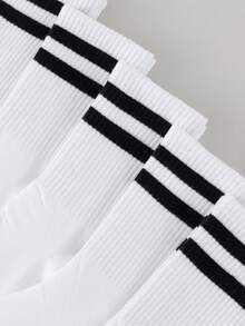 3/5/10/15/20/30 Pairs Mid-Calf Socks, Unisex Black Striped Personalized Soft Comfortable Outdoor Sports Home School, Halloween, Christmas Gifts - Multicolor - View 8